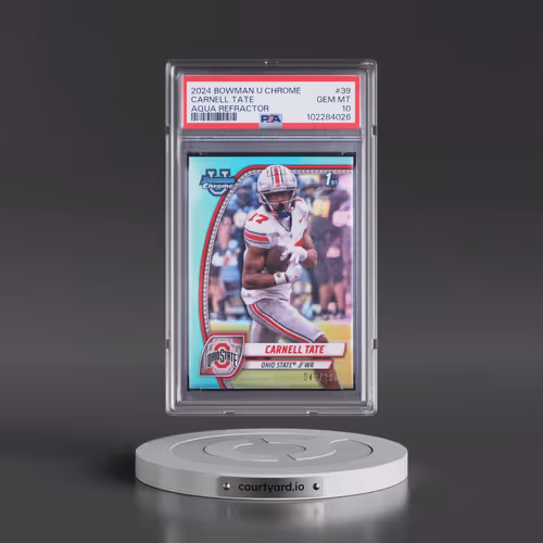 2024 Bowman University Chrome #39 Carnell Tate - Aqua Refractor (PSA 10 GEM MINT)