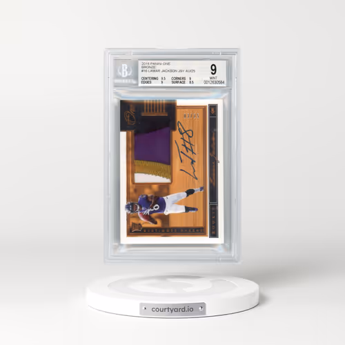 2018 Panini One Bronze #16 Lamar Jackson JSY AU/25 (BGS 9 MINT)