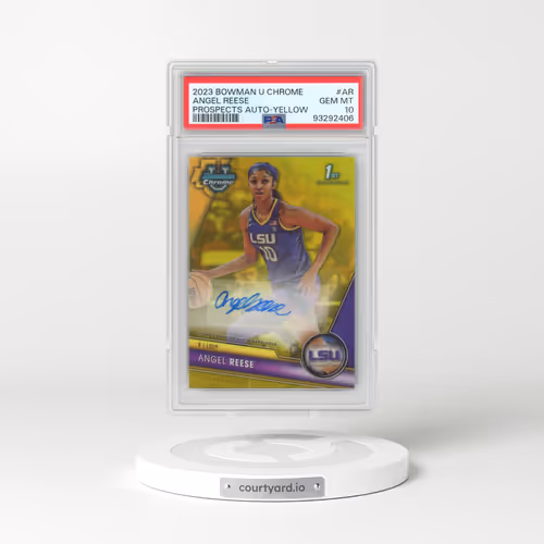 2023 Bowman University Chrome Bowman Chrome Prospects Autographs #AR Angel Reese - Yellow Refractor (PSA 10 GEM MINT)
