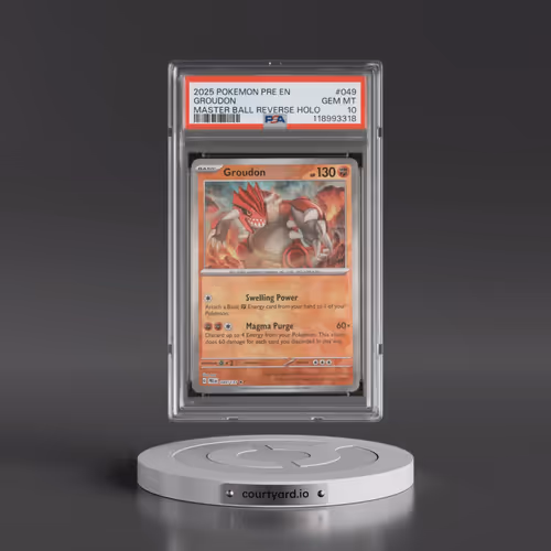 2025 Pokémon Pre EN-Prismatic Evolutions #049 Groudon - Reverse Holo Master Ball (PSA 10 GEM MINT)