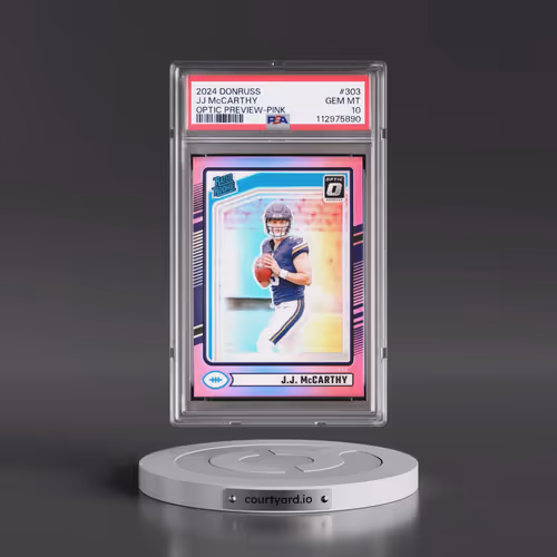 2024 Panini Donruss #303 JJ McCarthy - Optic Preview-Pink (PSA 10 GEM MINT)