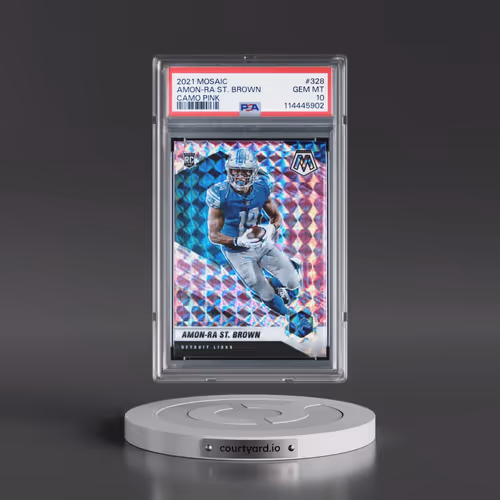 2021 Panini Mosaic #328 Amon-RA St. Brown - Camo Pink (PSA 10 GEM MINT)