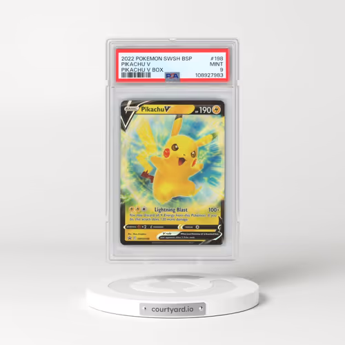 2022 Pokémon Swsh Black Star Promo #198 Pikachu V - Holo Pikachu V Box (PSA 9 MINT)