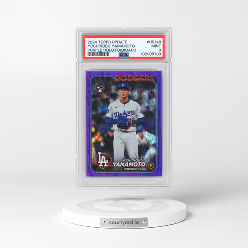 2024 Topps Update #US149 Yoshinobu Yamamoto - Purple Holo Foilboard (PSA 9 MINT)