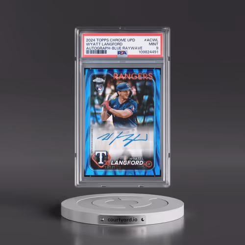 2024 Topps Chrome Update Chrome Baseball Update Series Autographs #ACWL Wyatt Langford - Blue Raywav