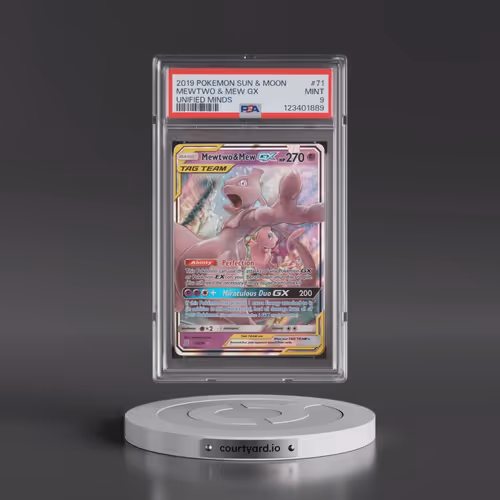 2019 Pokémon Sun & Moon Unified Minds #71 Mewtwo & Mew GX - Holo (PSA 9 MINT)