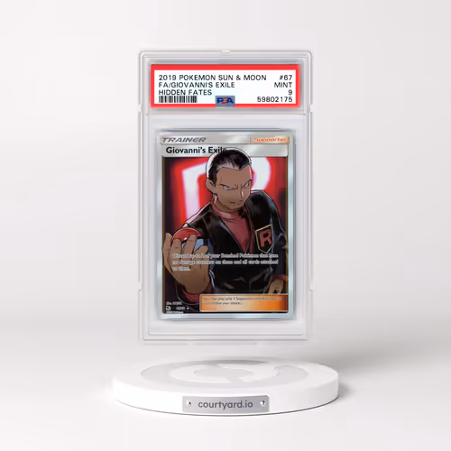 2019 Pokémon Sun & Moon Hidden Fates #67 Giovanni's Exile - Full Art (PSA 9 MINT)