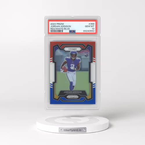 2023 Panini Prizm #368 Jordan Addison - Red/White/Blue Prizm (PSA 10 GEM MINT)