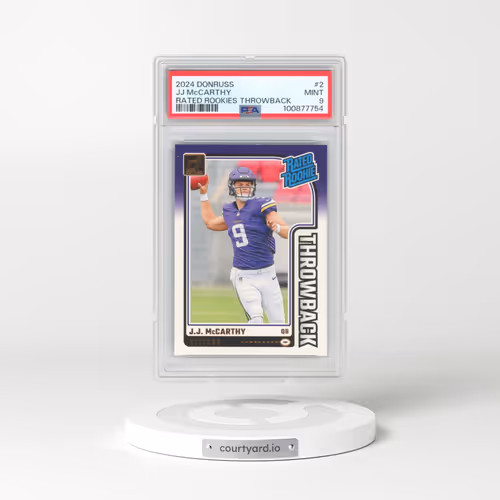 2024 Panini Donruss Rated Rookies Throwback #2 JJ McCarthy (PSA 9 MINT)