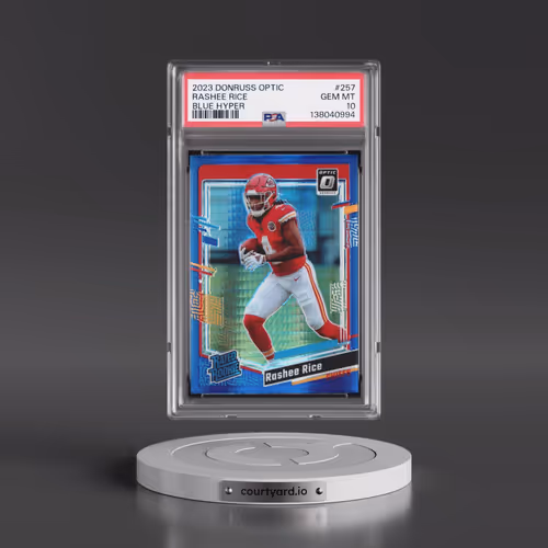 2023 Panini Donruss Optic #257 Rashee Rice - Blue Hyper (PSA 10 GEM MINT)