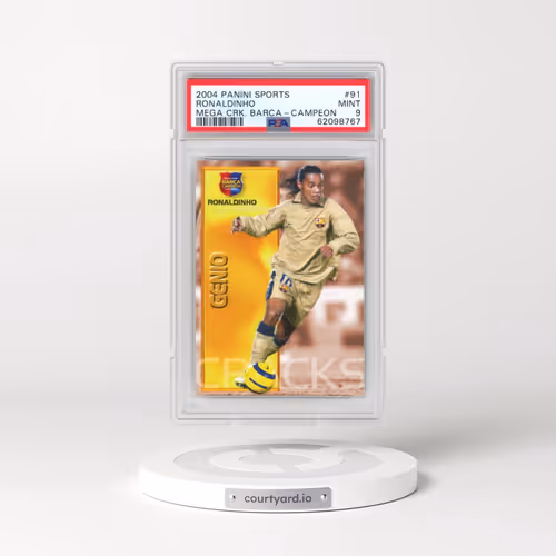 2004 Panini Sports Mega Cracks Barca #91 Ronaldinho - Campeon (Spanish) (PSA 9 MINT)