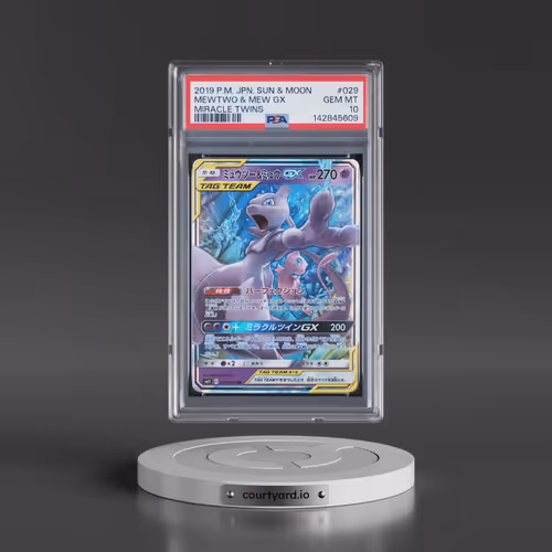 2019 Pokémon Sun & Moon Miracle Twins #029 Mewtwo & Mew GX - Holo (PSA 10 GEM MINT)