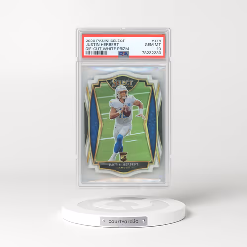 2020 Panini Select #144 Justin Herbert - Die-Cut White Prizm (PSA 10 GEM MINT)