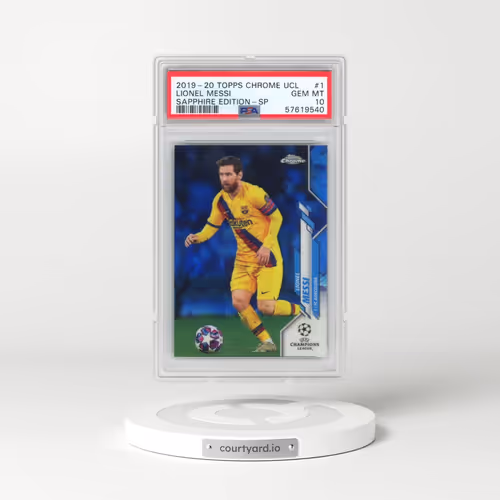 2019 Topps Chrome UEFA Champions League Sapphire Edition #1 Lionel Messi - SP (PSA 10 GEM MINT)
