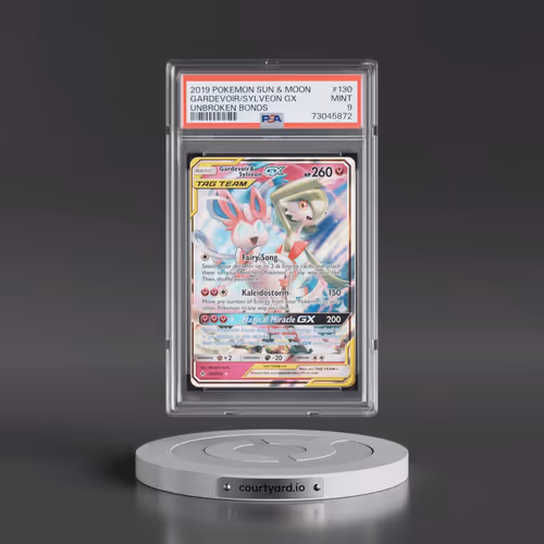 2019 Pokémon Sun & Moon Unbroken Bonds #130 Gardevoir & Sylveon GX - Holo (PSA 9 MINT)