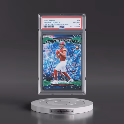 2024 Panini Prizm Fireworks #24 Jayden Daniels - Green Wave (PSA 8 NM-MT)