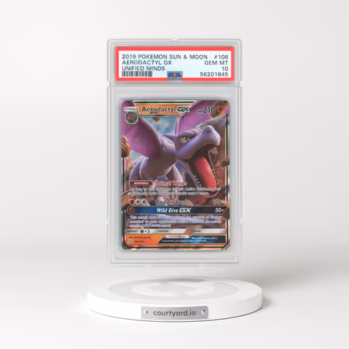 2019 Pokémon Sun & Moon Unified Minds #106 Aerodactyl GX - Holo (PSA 10 GEM MINT)