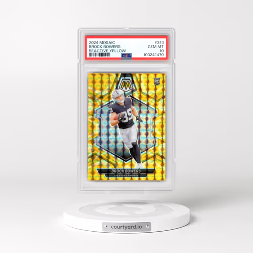2024 Panini Mosaic #313 Brock Bowers - Reactive Yellow (PSA 10 GEM MINT)