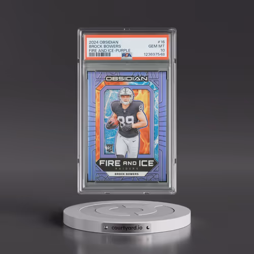 2024 Panini Obsidian Fire and Ice #16 Brock Bowers - Purple (PSA 10 GEM MINT)