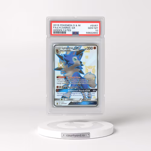 2019 Pokémon Sun & Moon Hidden Fates #SV67 Lycanroc GX - Holo Full Art (PSA 10 GEM MINT)
