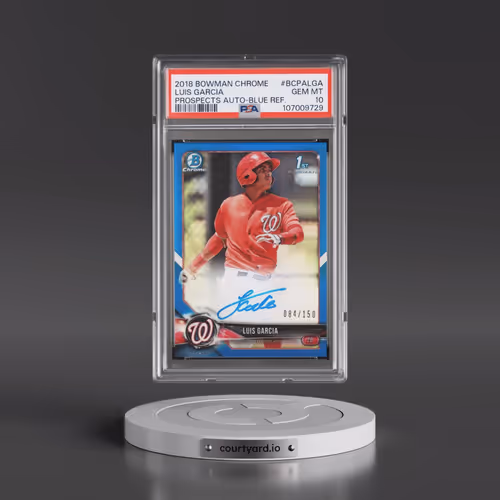 2018 Bowman Chrome Prospects Autographs #BCPALGA Luis Garcia - Blue Refractor (PSA 10 GEM MINT)
