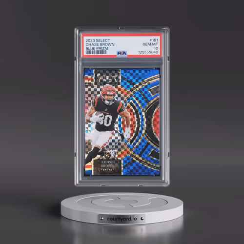 2023 Panini Select #151 Chase Brown - Blue Prizm (PSA 10 GEM MINT)