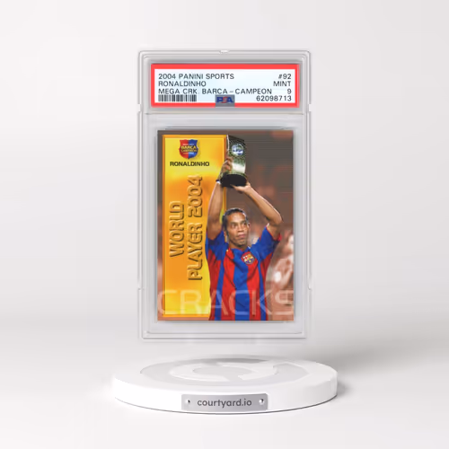 2004-05 Panini Sports Mega Cracks Barca #92 Ronaldinho - Campeon (Spanish) (PSA 9 MINT)