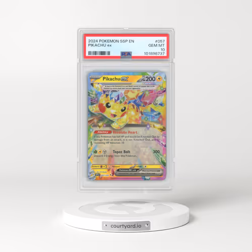 2024 Pokémon Ssp EN-Surging Sparks #057 Pikachu EX - Holo (PSA 10 GEM MINT)