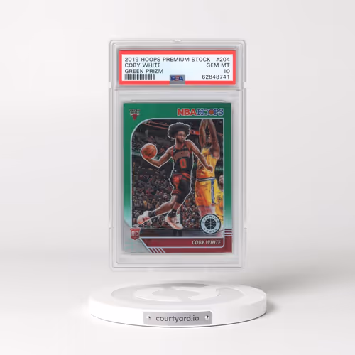 2019 Panini Hoops Premium Stock #204 Coby White - Green Prizm (PSA 10 GEM MINT)