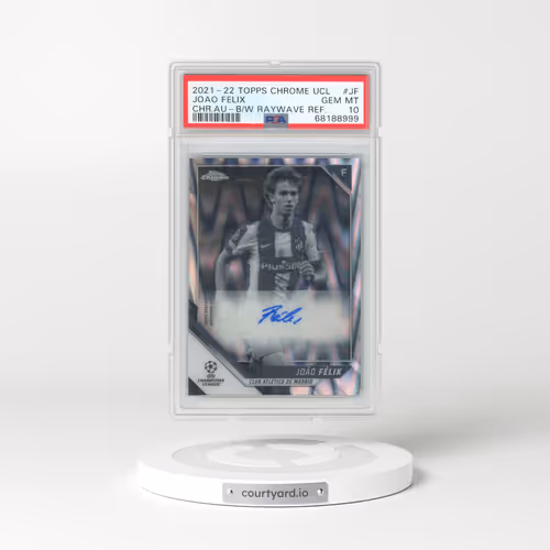 2021 Topps Chrome UEFA Champions League Chrome Autographs #JF Joao Felix - Black & White Raywave Refractor (PSA 10 GEM MINT)