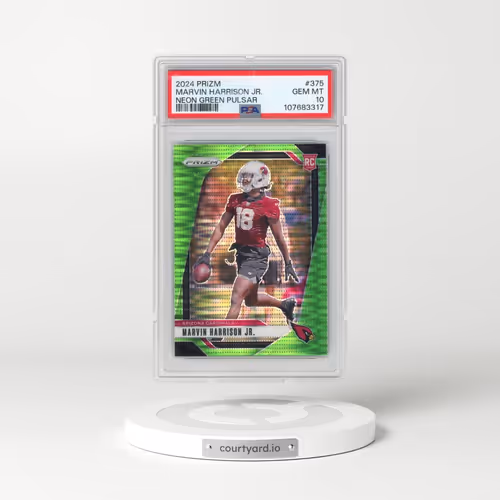 2024 Panini Prizm #375 Marvin Harrison Jr. - Neon Green Pulsar (PSA 10 GEM MINT)