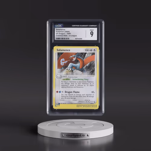 2003 EX Dragon (2003 Copyright, w/ "e" Symbol) #19/97 Salamence - Cosmos Holo e-League (CGC 9 MINT)