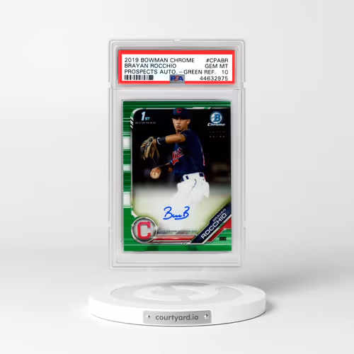 2019 Bowman Chrome Prospects Autographs #CPABR Brayan Rocchio - Green Refractor (PSA 10 GEM MINT)