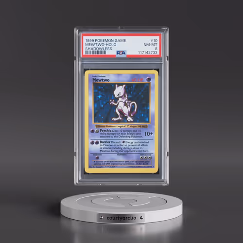 1999 Pokémon Game #10 Mewtwo - Holo Shadowless (PSA 8 NM-MT)