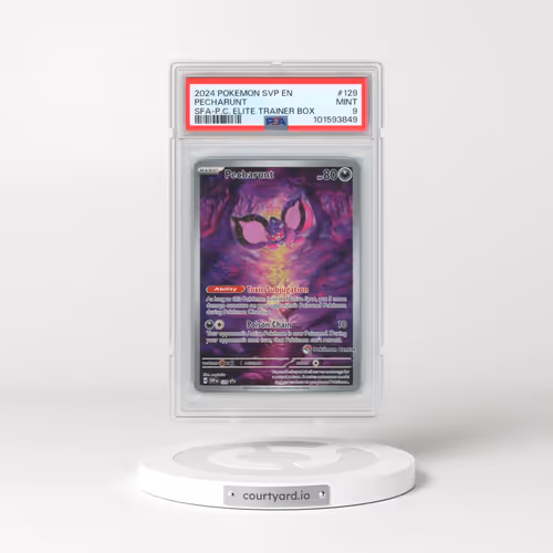 2024 Pokémon Svp EN-SV Black Star Promo #129 Pecharunt - Shrouded Fable Pokemon Center Elite Trainer Box (PSA 9 MINT)