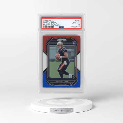 2022 Panini Prizm #305 Bailey Zappe - Red/White/Blue (PSA 10 GEM MINT)