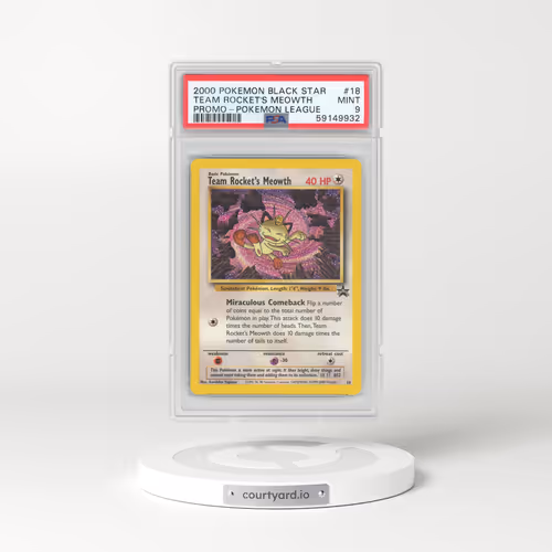 1999 Black Star Promos #18 Team Rocket's Meowth - Pokémon League (PSA 9 MINT)