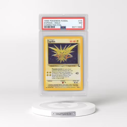 1999 Pokémon Fossil #15 Zapdos - Holo Corrected Foil (PSA 7 NM)