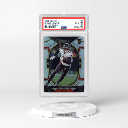 2022 Panini Select #35 Drake London - Silver Prizm (PSA 10 GEM MINT)