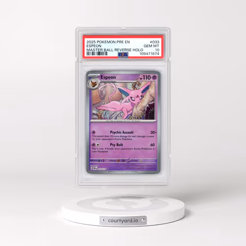 2025 Pokémon Pre EN-Prismatic Evolutions #033 Espeon - Reverse Holo Master Ball (PSA 10 GEM MINT)