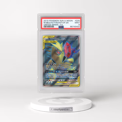 2019 Pokémon Sun & Moon Unified Minds #225 Mega Sableye & Tyranitar GX - Holo Full Art (PSA 9 MINT)