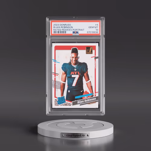 2023 Panini Donruss Rated Rookies Portrait #4 Bijan Robinson (PSA 10 GEM MINT)