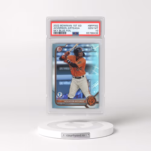 2022 Bowman 1st Edition #BPPF82 Aeverson Arteaga - Sky Blue Foil (PSA 10 GEM MINT)