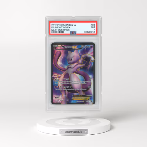 2012 Pokémon Black & White Next Destinies #98 Mewtwo EX - Holo Full Art (PSA 7 NM)