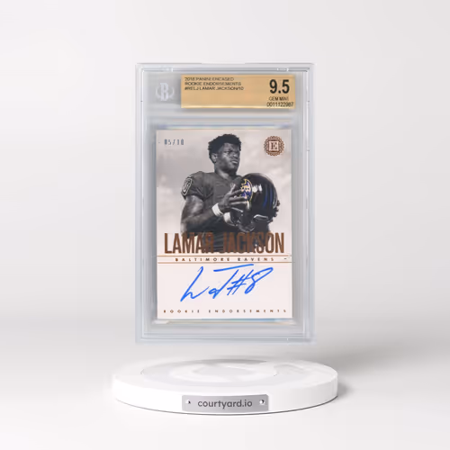 2018 Panini Encased Rookie Endorsements #RELJ Lamar Jackson/10 (BGS 9.5 GEM MINT)