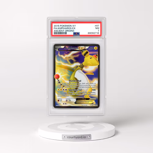 2015 Pokémon XY Ancient Origins #87 Ampharos EX - Holo Full Art (PSA 7 NM)