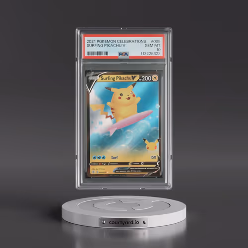 2021 Pokémon Celebrations #008 Surfing Pikachu V - Holo (PSA 10 GEM MINT)