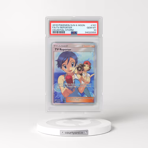2018 Pokémon Sun & Moon Celestial Storm #167 TV Reporter - Full Art (PSA 10 GEM MINT)