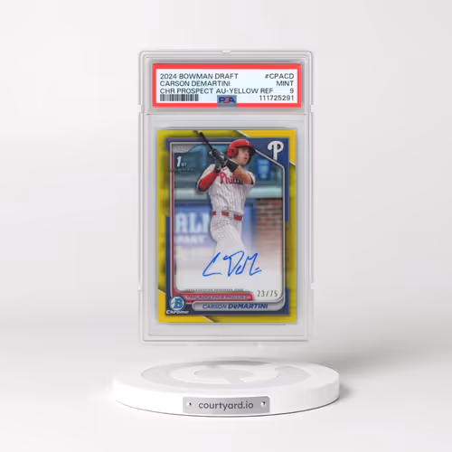 2024 Bowman Draft Chrome Prospect Autographs #CPACD Carson Demartini - Yellow Refractor (PSA 9 MINT)