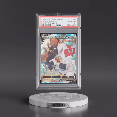 2021 Pokémon Sword & Shield Evolving Skies #198 Duraludon V - Holo Full Art (PSA 10 GEM MINT)